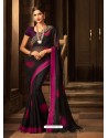 Black And Pink Georgette Embroidered Designer Party Wear Saree