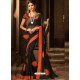 Black And Orange Georgette Embroidered Designer Party Wear Saree