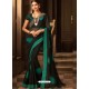 Black And Dark green Georgette Embroidered Designer Party Wear Saree