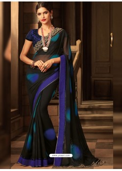 Multi Colour Georgette Embroidered Designer Party Wear Saree