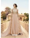 Light Beige Embroidered Georgette And Mono Net Designer Anarkali Suit