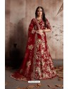 Wine Velvet Embroidered Designer Lehenga Choli