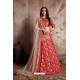 Tomato Red Silk Embroidered Designer Lehenga Choli