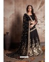 Black Silk Embroidered Designer Lehenga Choli