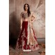 Beige And Maroon Velvet Embroidered Designer Lehenga Choli