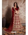 Exclusive Maroon Velvet Embroidered Designer Lehenga Choli