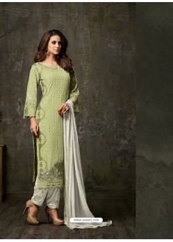 Sea Green Georgette Embroidered Designer Straight Suit