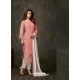 Peach Georgette Embroidered Designer Straight Suit