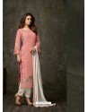 Peach Georgette Embroidered Designer Straight Suit