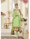 Green Georgette Embroidered Designer Churidar Suit