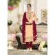 Light Orange And Maroon Georgette Embroidered Designer Churidar Suit