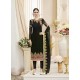 Black Georgette Embroidered Designer Churidar Suit