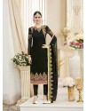 Black Georgette Embroidered Designer Churidar Suit