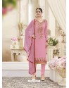 Light pink Georgette Embroidered Designer Churidar Suit