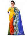 Semi Bemberg Georgette Printed Multicolor Sari