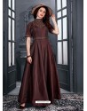 Coffee Brown Satin Designer Party Wear Gown