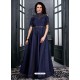 Navy Blue Satin Designer Party Wear Gown