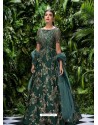 Awesome Dark Green Silk Designer Party Wear Gown
