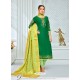 Dark Green Chanderi Cotton Embroidered Designer Churidar Suit