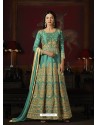 Jade Green Malburry Silk Embroidered Designer Anarkali Suit