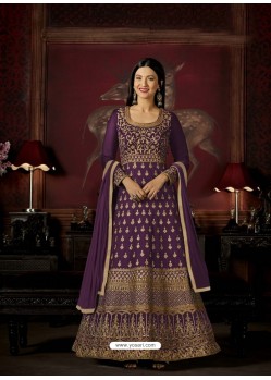 Purple Apple Georgette Embroidered Designer Anarkali Suit