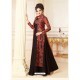 Black And Red Cotton Blend Printed Patch Worked Designer Gown