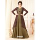 Olive Green And Multi Colour Cotton Blend Printed Designer Gown