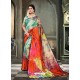 Heavenly Multi Colour Glichi Silk Digital Printed Designer Saree