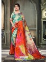 Heavenly Multi Colour Glichi Silk Digital Printed Designer Saree