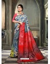 Nice Looking Multi Colour Glichi Silk Digital Printed Designer Saree