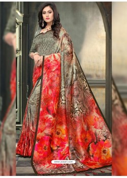 Attractive Multi Colour Glichi Silk Digital Printed Designer Saree