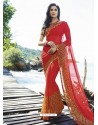 Fashionistic Red Digital Printed Georgette Designer Saree