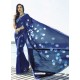 Fabulous Navy Blue Digital Printed Georgette Designer Saree