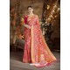 Dark Peach Cora Silk Designer Party Wear Saree