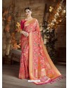 Dark Peach Cora Silk Designer Party Wear Saree