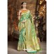 Lovely Green Cora Silk Designer Party Wear Saree