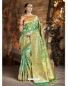 Lovely Green Cora Silk Designer Party Wear Saree