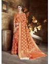 Rust Cora Silk Designer Party Wear Saree