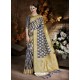 Navy Blue And Beige Cora Silk Designer Party Wear Saree