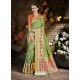 Parrot Green Cora Silk Designer Party Wear Saree