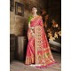 Incredible Dark Peach Cora Silk Designer Party Wear Saree