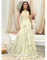 Amazing Off White Embroidered Jacquard Designer Gown