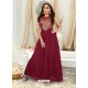 Lovely Maroon Embroidered Jacquard Designer Gown