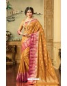 Mustard Zari Worked Designer Silk Saree