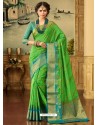 Parrot Green Zari Worked Designer Silk Saree