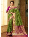 Mehendi Green Zari Worked Designer Silk Saree