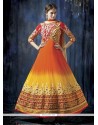 Orange And Yellow Shaded Georgette Anarkali Suit