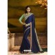 Navy Blue Barfi Silk Designer Embroidered Saree