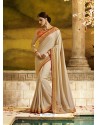 Cream Magic Silk Designer Embroidered Saree