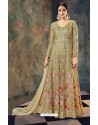 Golden Butterfly Net Embroidered Designer Floor Length Anarkali Suit